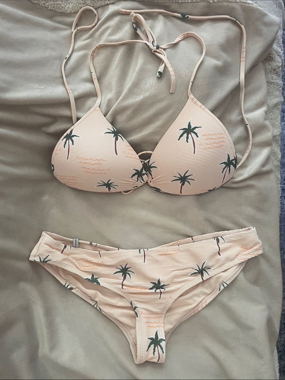 Body Glove Peach Palm-Print Triangle Bikini